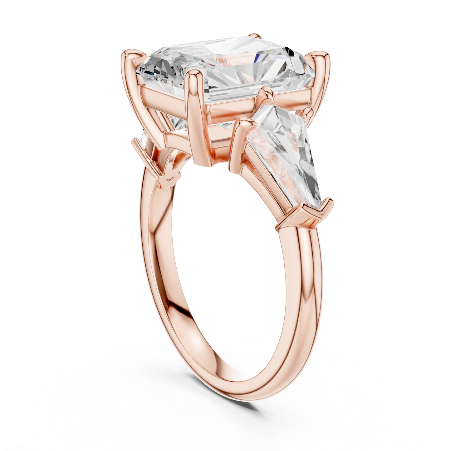5.9ctw Radiant Cut Diamond Three Stone Engagement Ring - Solid Gold