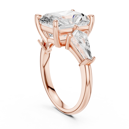 5.9ctw Radiant Cut Diamond Three Stone Engagement Ring - Solid Gold