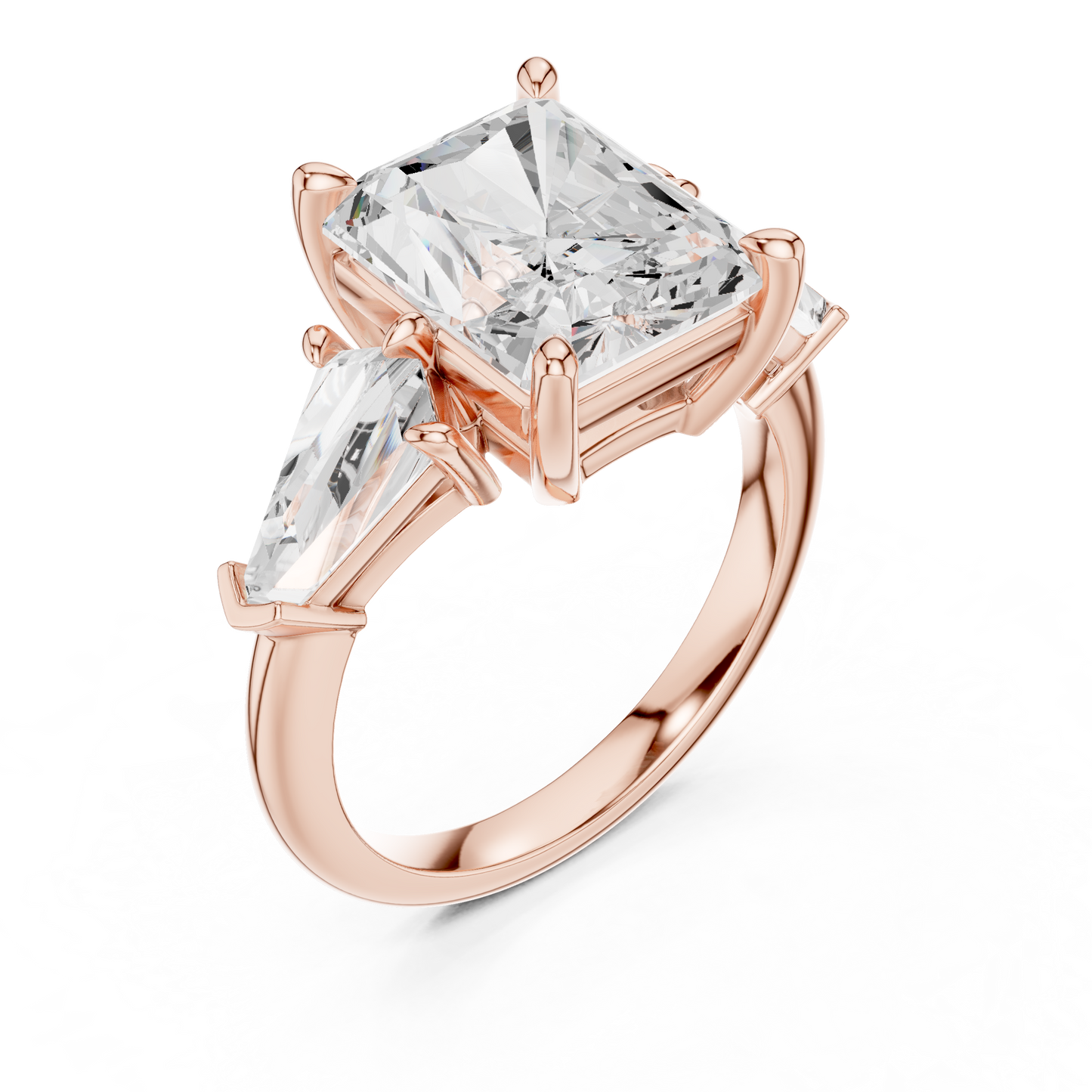 5.9ctw Radiant Cut Diamond Three Stone Engagement Ring - Solid Gold