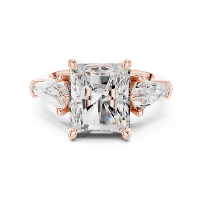 5.9ctw Radiant Cut Diamond Three Stone Engagement Ring - Solid Gold