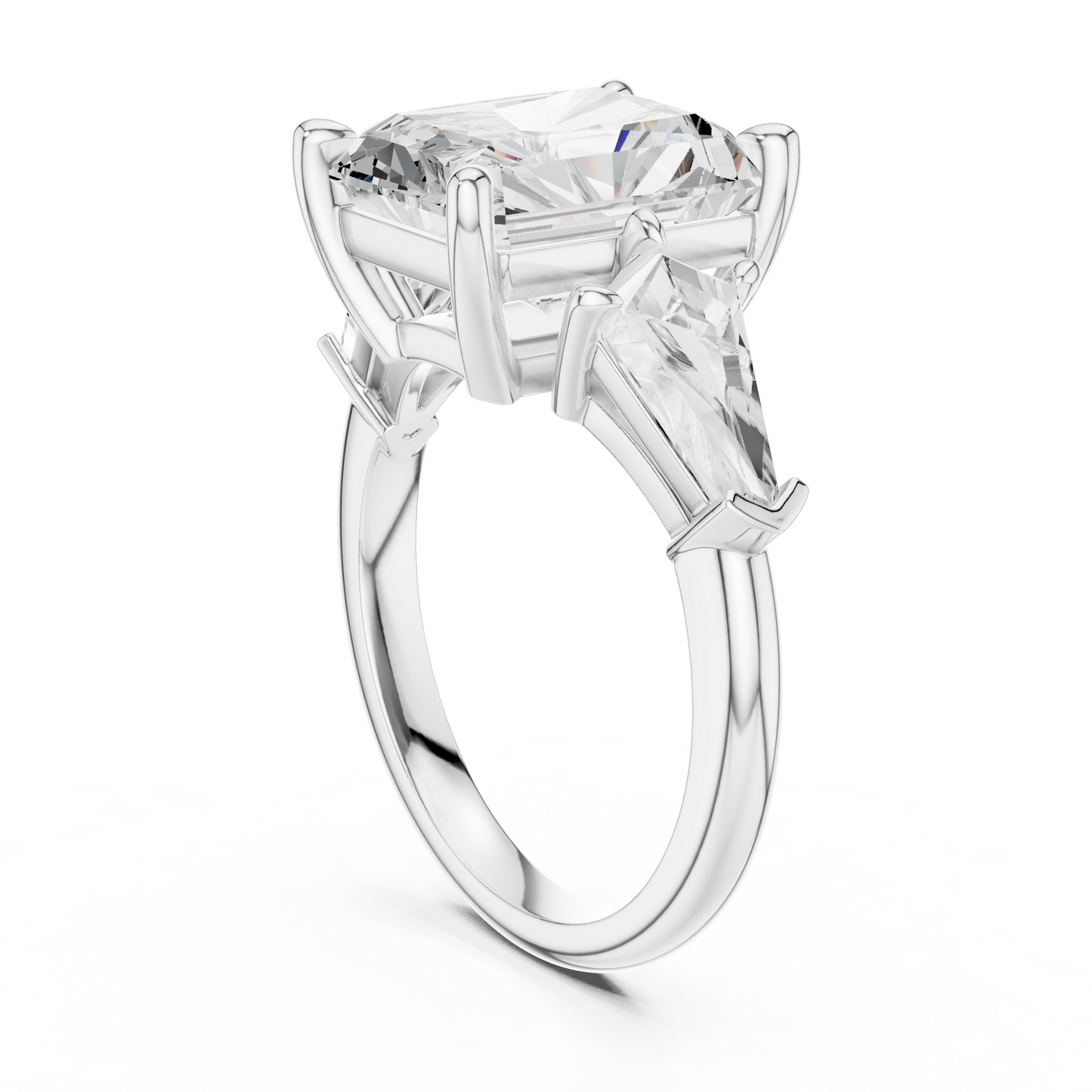 5.9ctw Radiant Cut Diamond Three Stone Engagement Ring - Solid Gold