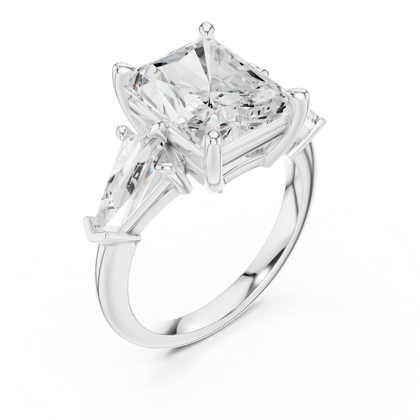 5.9ctw Radiant Cut Diamond Three Stone Engagement Ring - Solid Gold