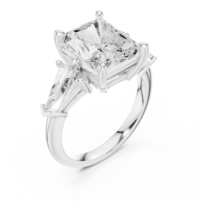 5.9ctw Radiant Cut Diamond Three Stone Engagement Ring - Solid Gold