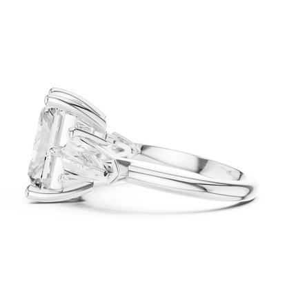 5.9ctw Radiant Cut Diamond Three Stone Engagement Ring - Solid Gold