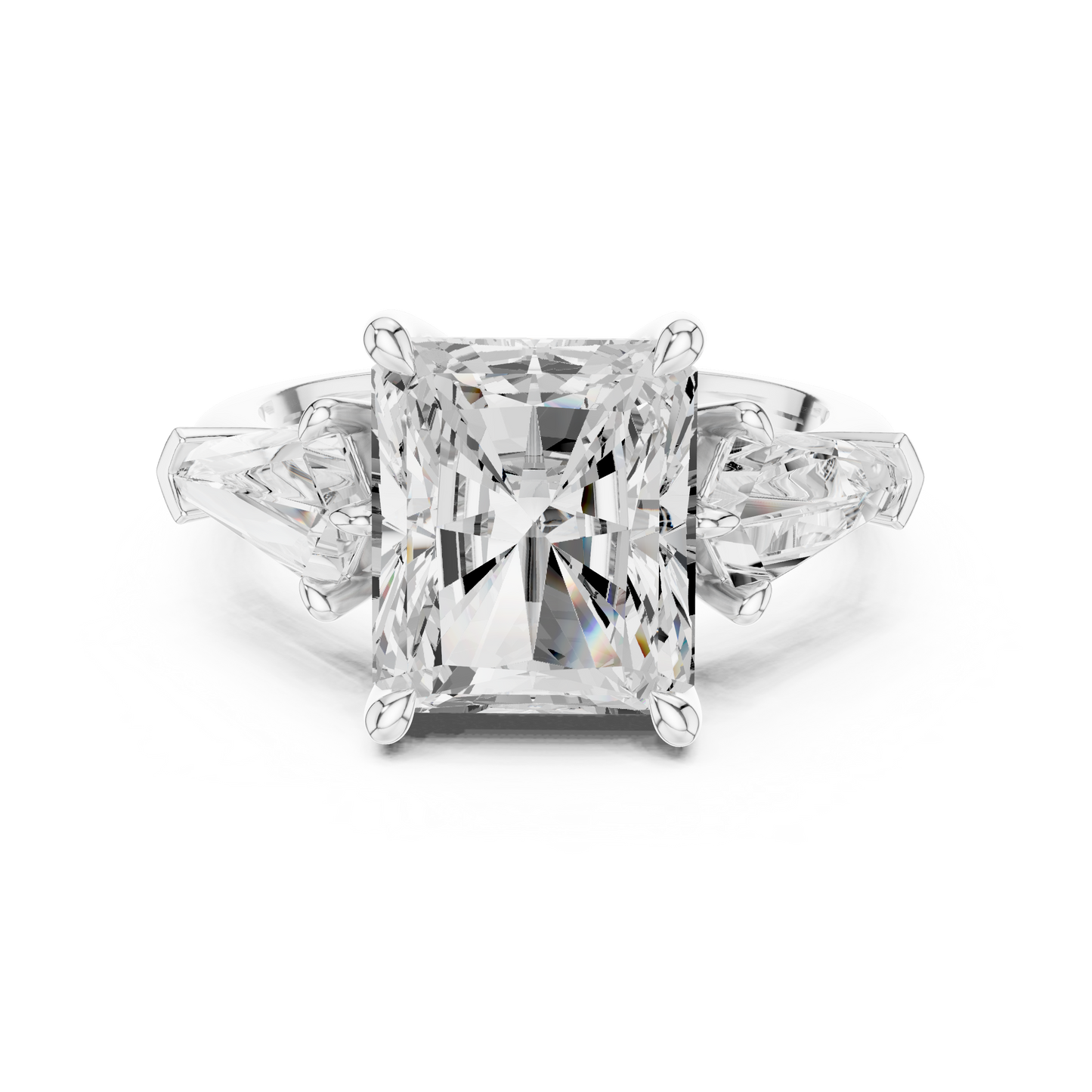 5.9ctw Radiant Cut Diamond Three Stone Engagement Ring - Solid Gold