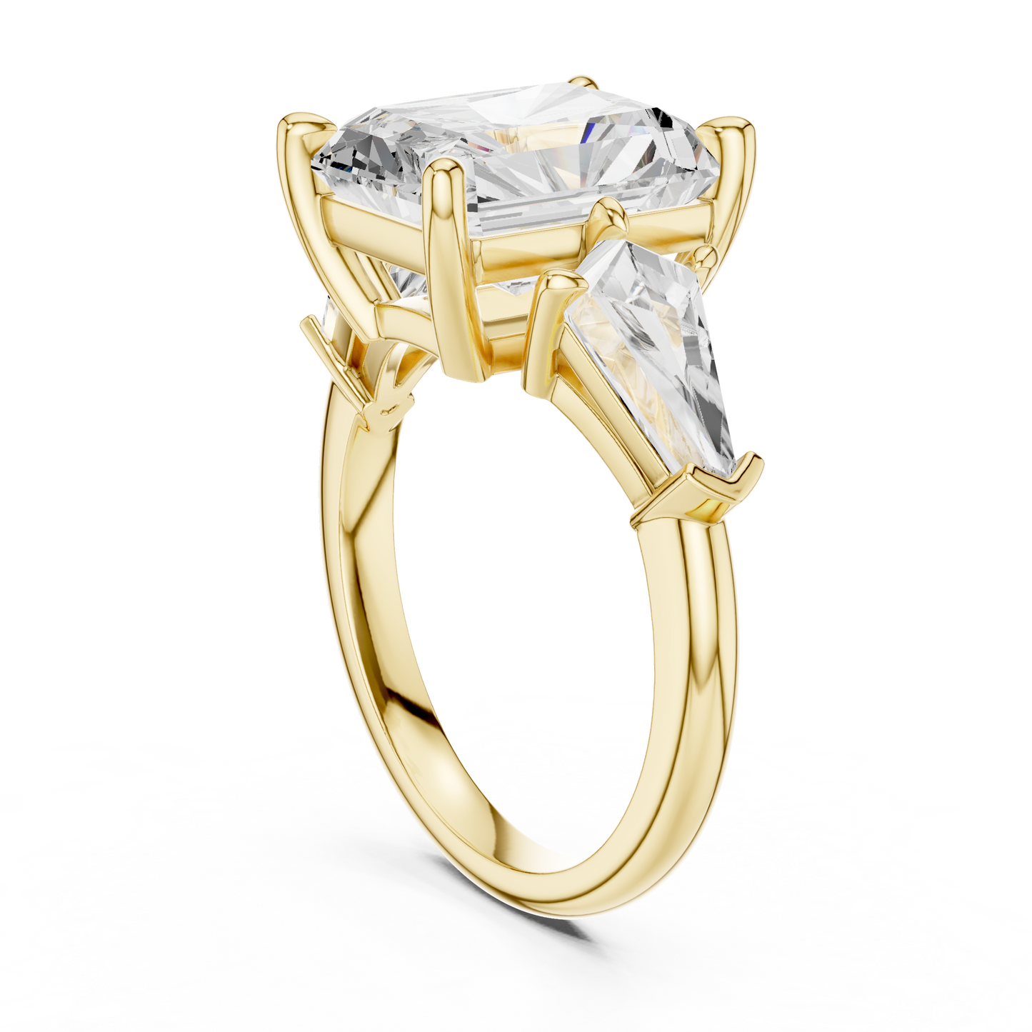 5.9ctw Radiant Cut Diamond Three Stone Engagement Ring - Solid Gold