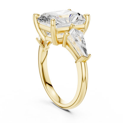 5.9ctw Radiant Cut Diamond Three Stone Engagement Ring - Solid Gold