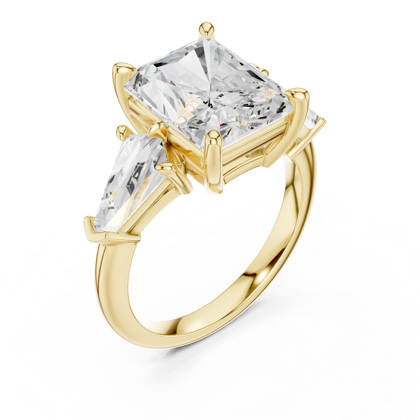 5.9ctw Radiant Cut Diamond Three Stone Engagement Ring - Solid Gold