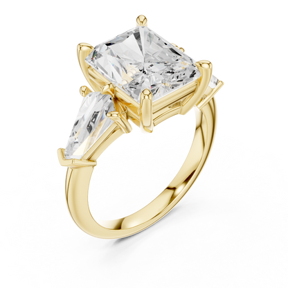 5.9ctw Radiant Cut Diamond Three Stone Engagement Ring - Solid Gold