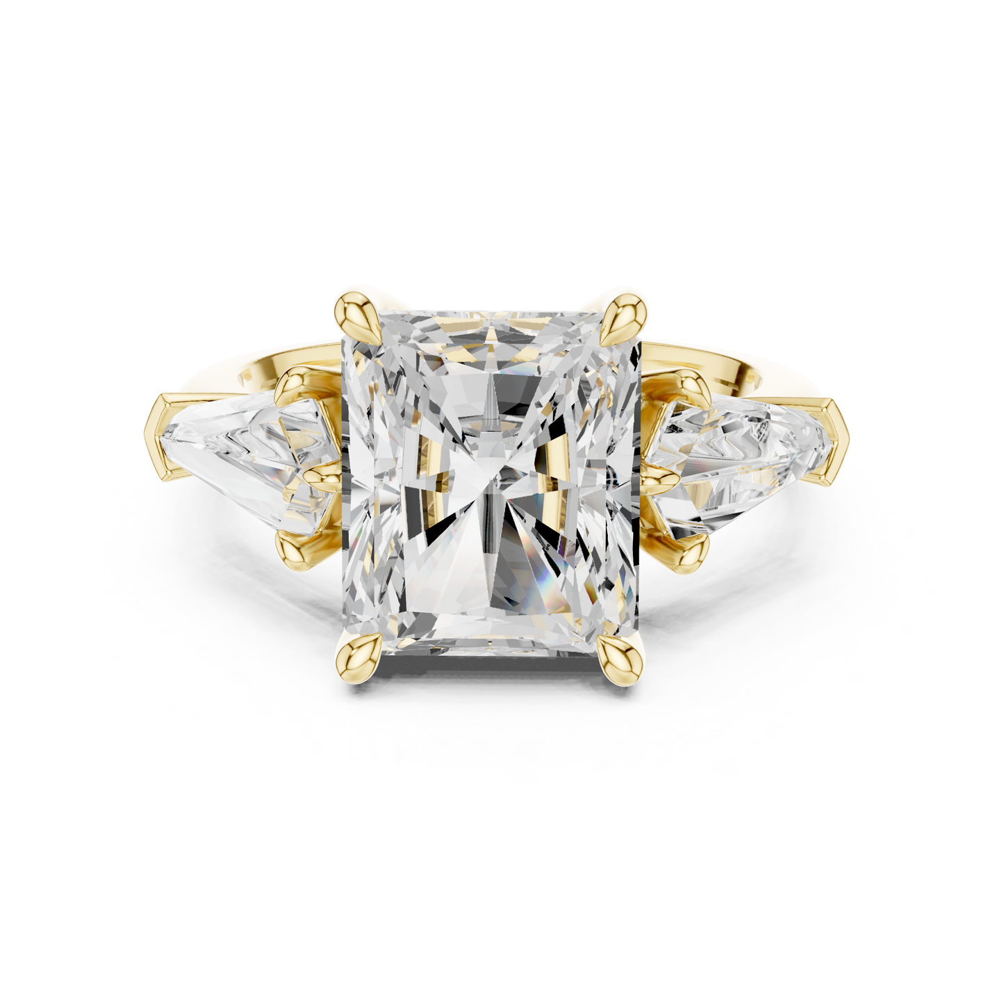 5.9ctw Radiant Cut Diamond Three Stone Engagement Ring - Solid Gold