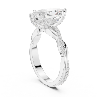 2.37ctw Marquise-Cut Pavé Diamond Twisted Infinity Ring | Yellow Gold Solitaire