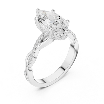 2.37ctw Marquise-Cut Pavé Diamond Twisted Infinity Ring | Yellow Gold Solitaire