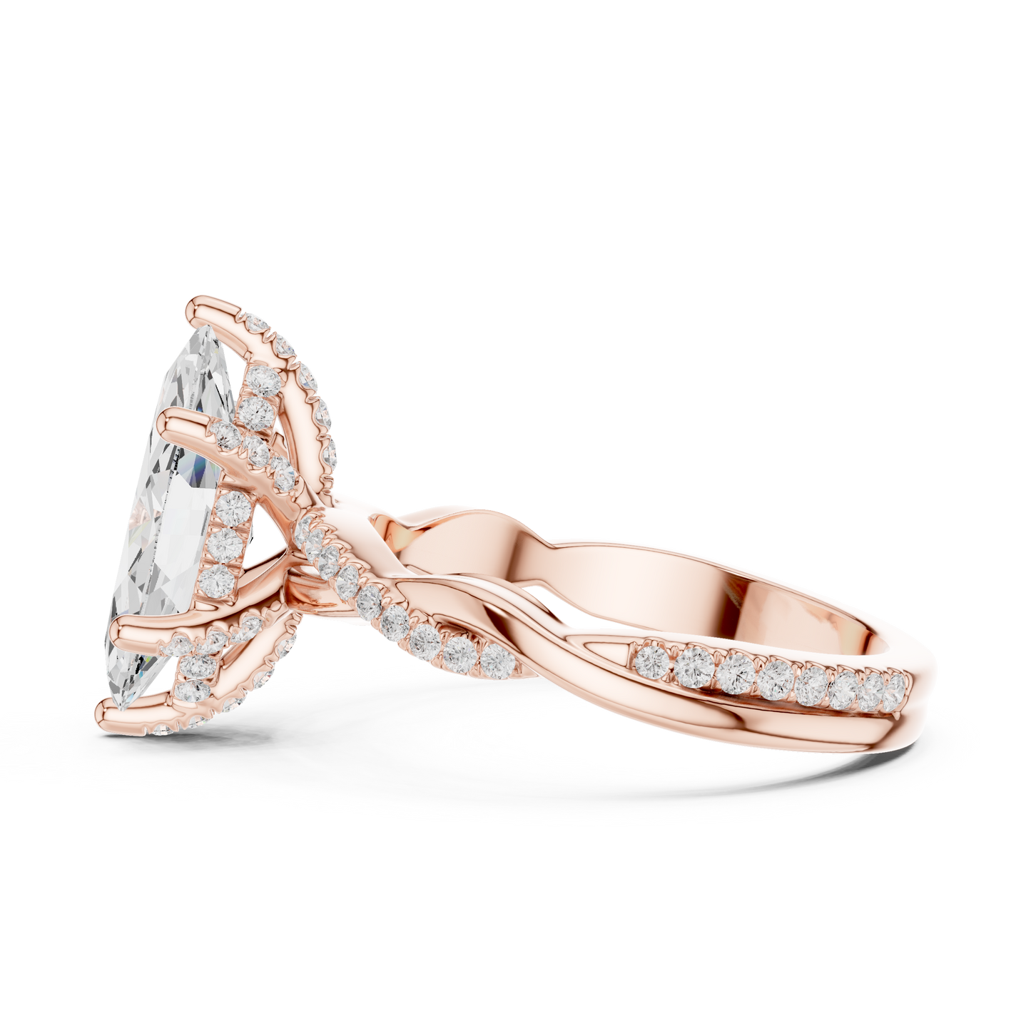 2.37ctw Marquise-Cut Pavé Diamond Twisted Infinity Ring | Yellow Gold Solitaire