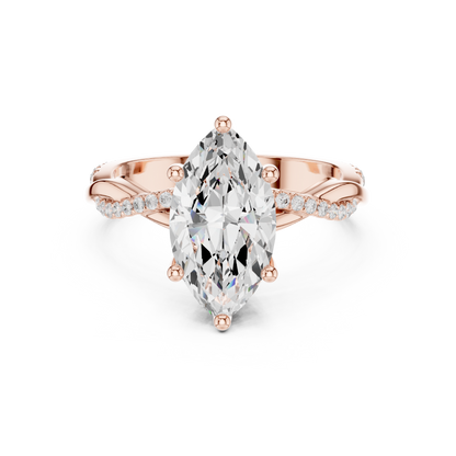 2.37ctw Marquise-Cut Pavé Diamond Twisted Infinity Ring | Yellow Gold Solitaire