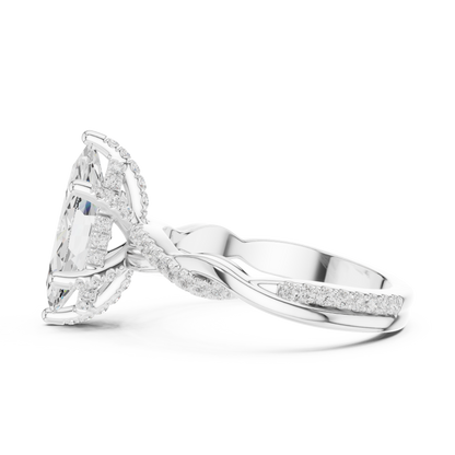2.37ctw Marquise-Cut Pavé Diamond Twisted Infinity Ring | Yellow Gold Solitaire