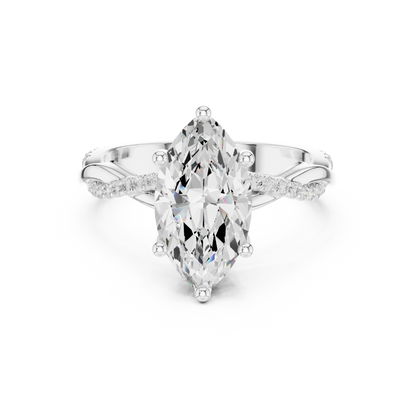 2.37ctw Marquise-Cut Pavé Diamond Twisted Infinity Ring | Yellow Gold Solitaire