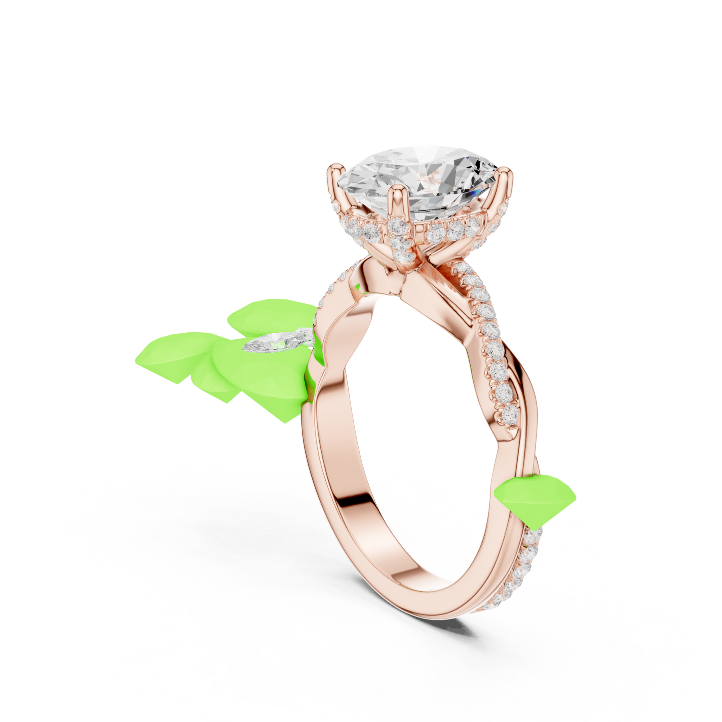 2.31ctw Oval-Cut Pavé Diamond Twisted Infinity Ring | Yellow Gold Solitaire