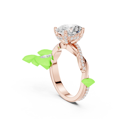 2.31ctw Oval-Cut Pavé Diamond Twisted Infinity Ring | Yellow Gold Solitaire