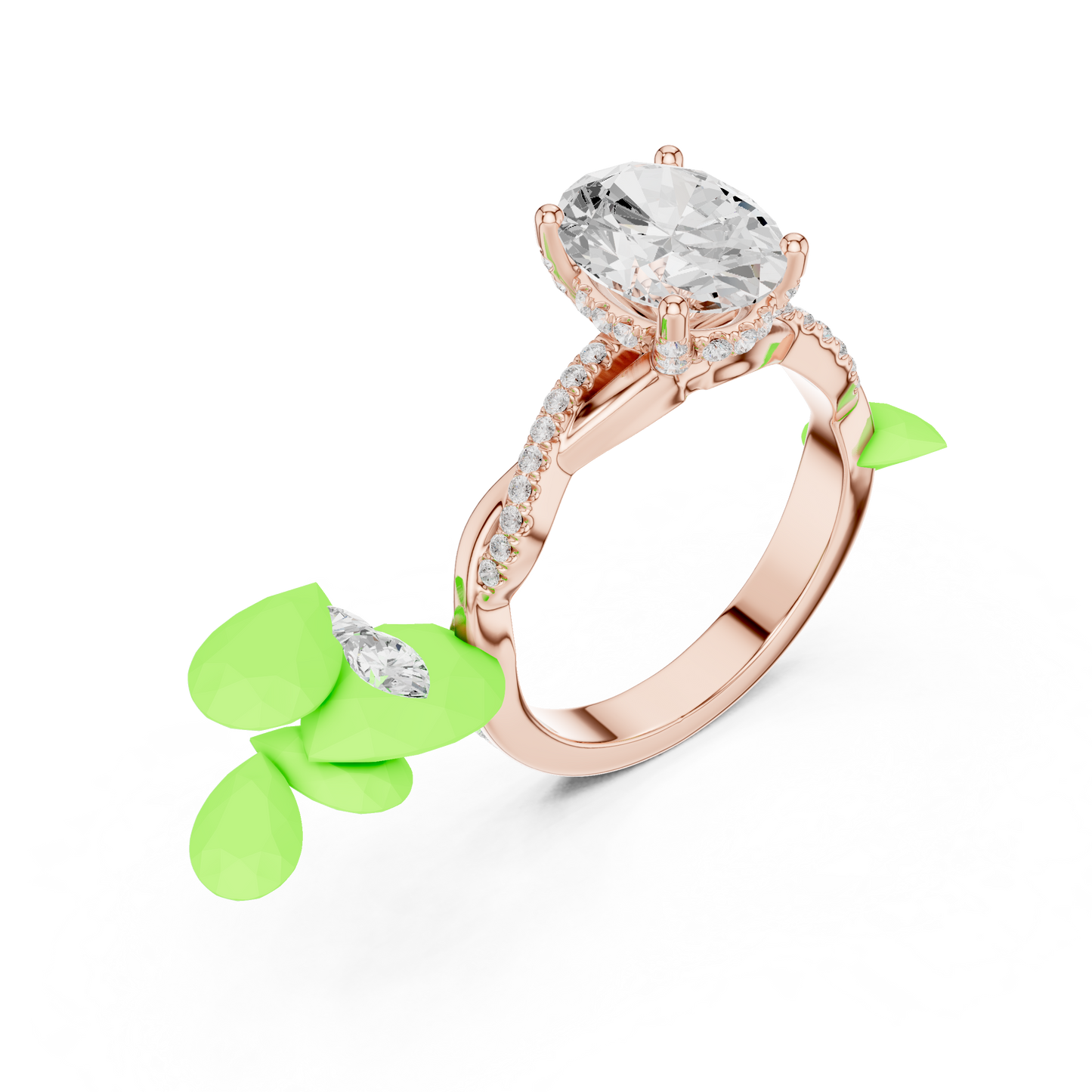 2.31ctw Oval-Cut Pavé Diamond Twisted Infinity Ring | Yellow Gold Solitaire