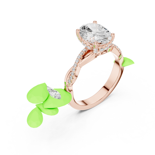 2.31ctw Oval-Cut Pavé Diamond Twisted Infinity Ring | Yellow Gold Solitaire