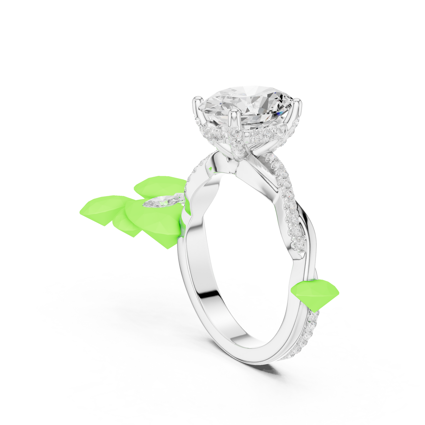 2.31ctw Oval-Cut Pavé Diamond Twisted Infinity Ring | Yellow Gold Solitaire