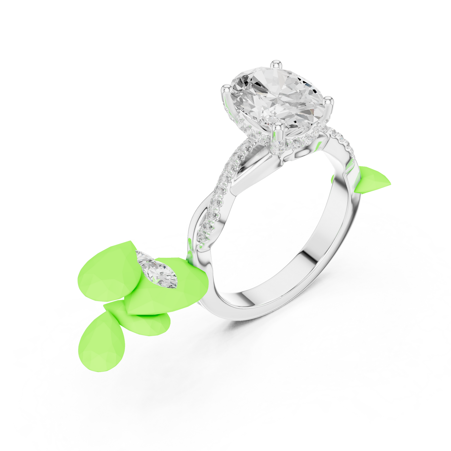 2.31ctw Oval-Cut Pavé Diamond Twisted Infinity Ring | Yellow Gold Solitaire