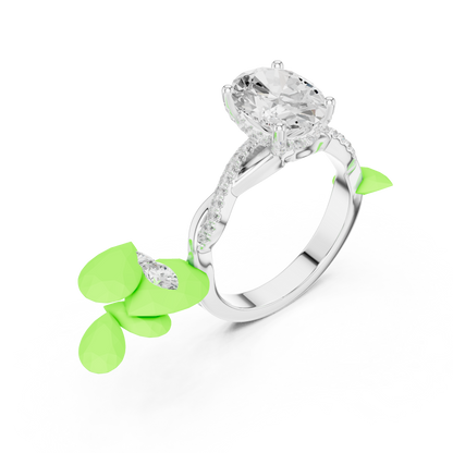 2.31ctw Oval-Cut Pavé Diamond Twisted Infinity Ring | Yellow Gold Solitaire