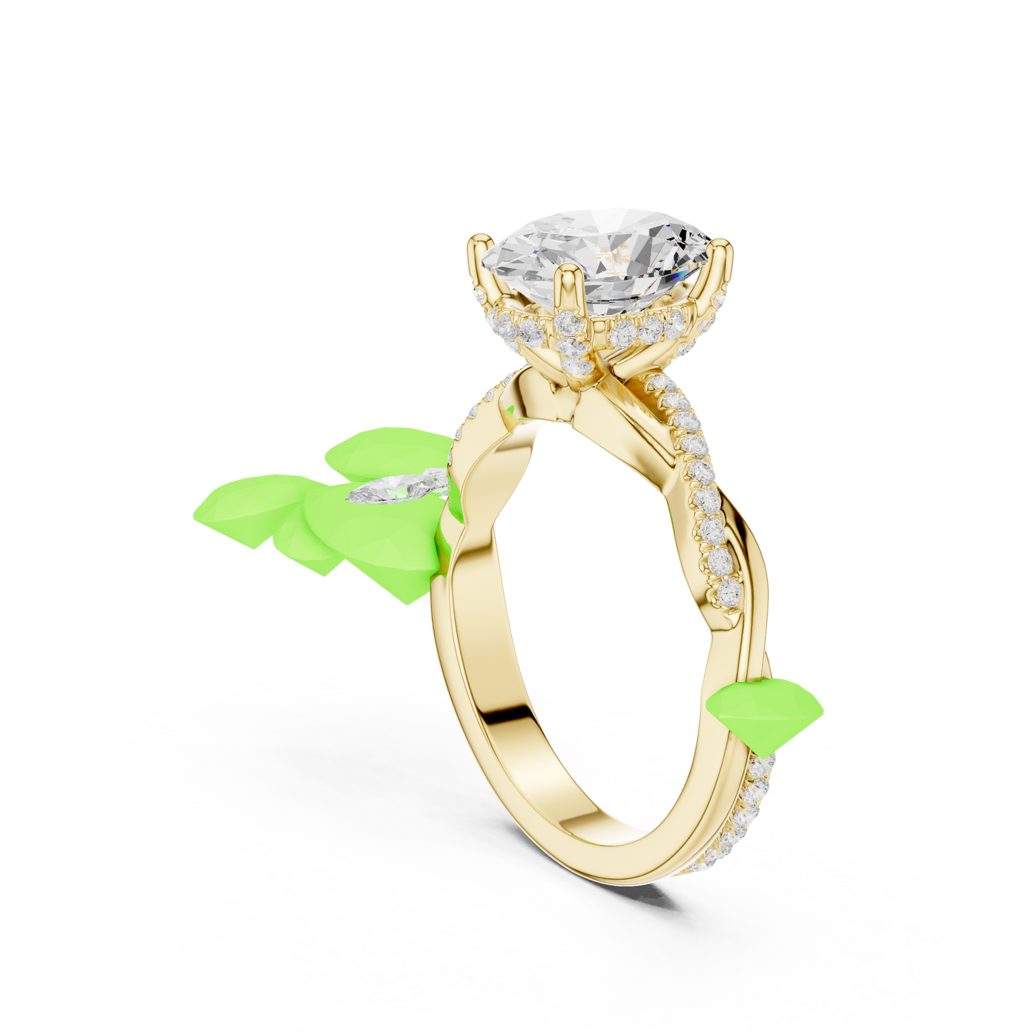 2.31ctw Oval-Cut Pavé Diamond Twisted Infinity Ring | Yellow Gold Solitaire