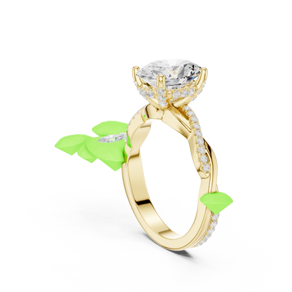 2.31ctw Oval-Cut Pavé Diamond Twisted Infinity Ring | Yellow Gold Solitaire
