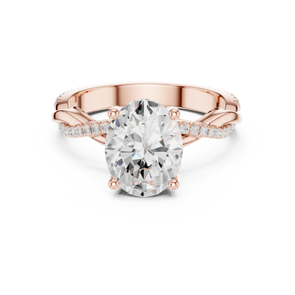 2.31ctw Oval-Cut Pavé Diamond Twisted Infinity Ring | Yellow Gold Solitaire