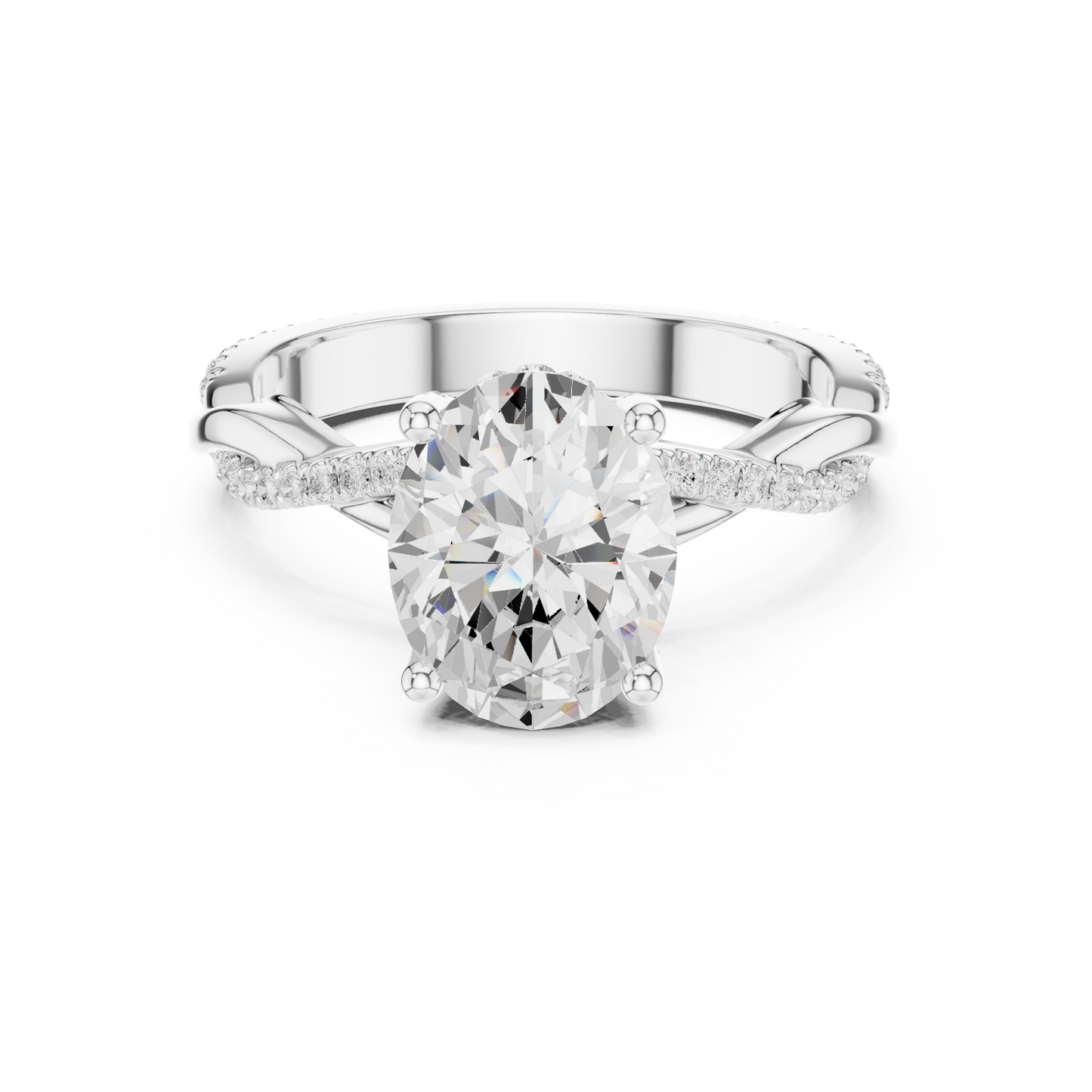 2.31ctw Oval-Cut Pavé Diamond Twisted Infinity Ring | Yellow Gold Solitaire