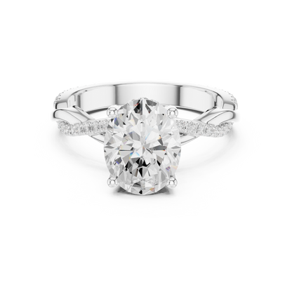 2.31ctw Oval-Cut Pavé Diamond Twisted Infinity Ring | Yellow Gold Solitaire