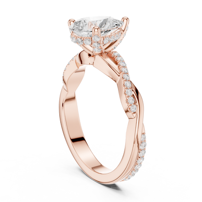 2.30ctw Pear-Cut Pavé Diamond Twisted Infinity Ring | Yellow Gold Solitaire