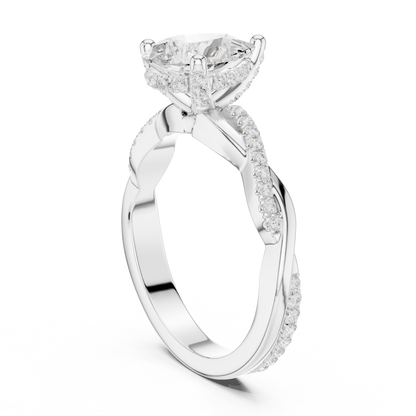 2.30ctw Pear-Cut Pavé Diamond Twisted Infinity Ring | Yellow Gold Solitaire