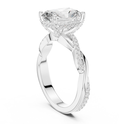 2.35ctw Radiant-Cut Pavé Diamond Twisted Infinity Ring | Yellow Gold Solitaire