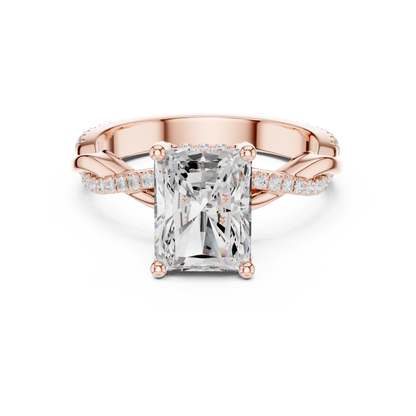 2.35ctw Radiant-Cut Pavé Diamond Twisted Infinity Ring | Yellow Gold Solitaire