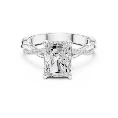 2.35ctw Radiant-Cut Pavé Diamond Twisted Infinity Ring | Yellow Gold Solitaire