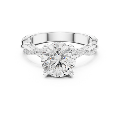 2.31ctw Round-Cut Pavé Diamond Twisted Infinity Ring | Yellow Gold Solitaire