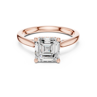 2.14ctw Asschar Cut Diamond Pave Solitaire Hidden Halo Ring | Yellow Gold