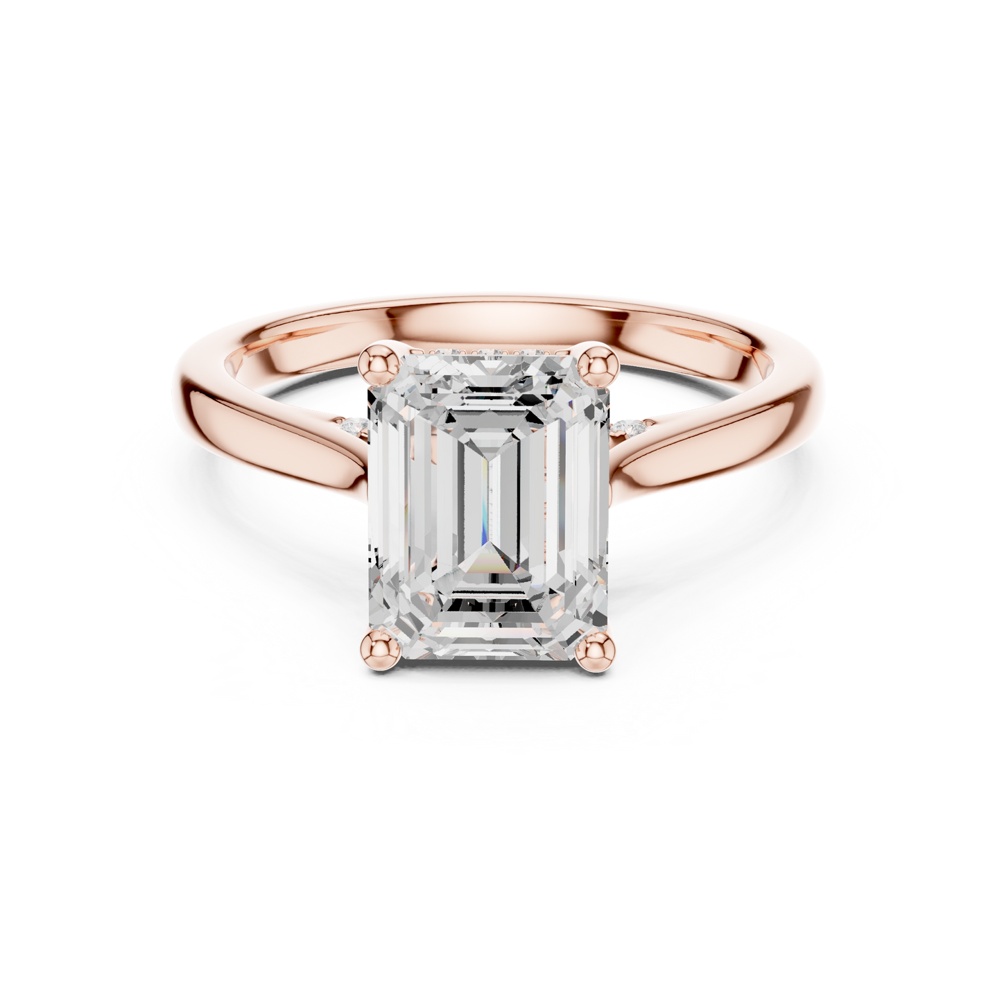 2.15ctw Emerald Cut Diamond Pave Solitaire Hidden Halo Ring | Yellow Gold
