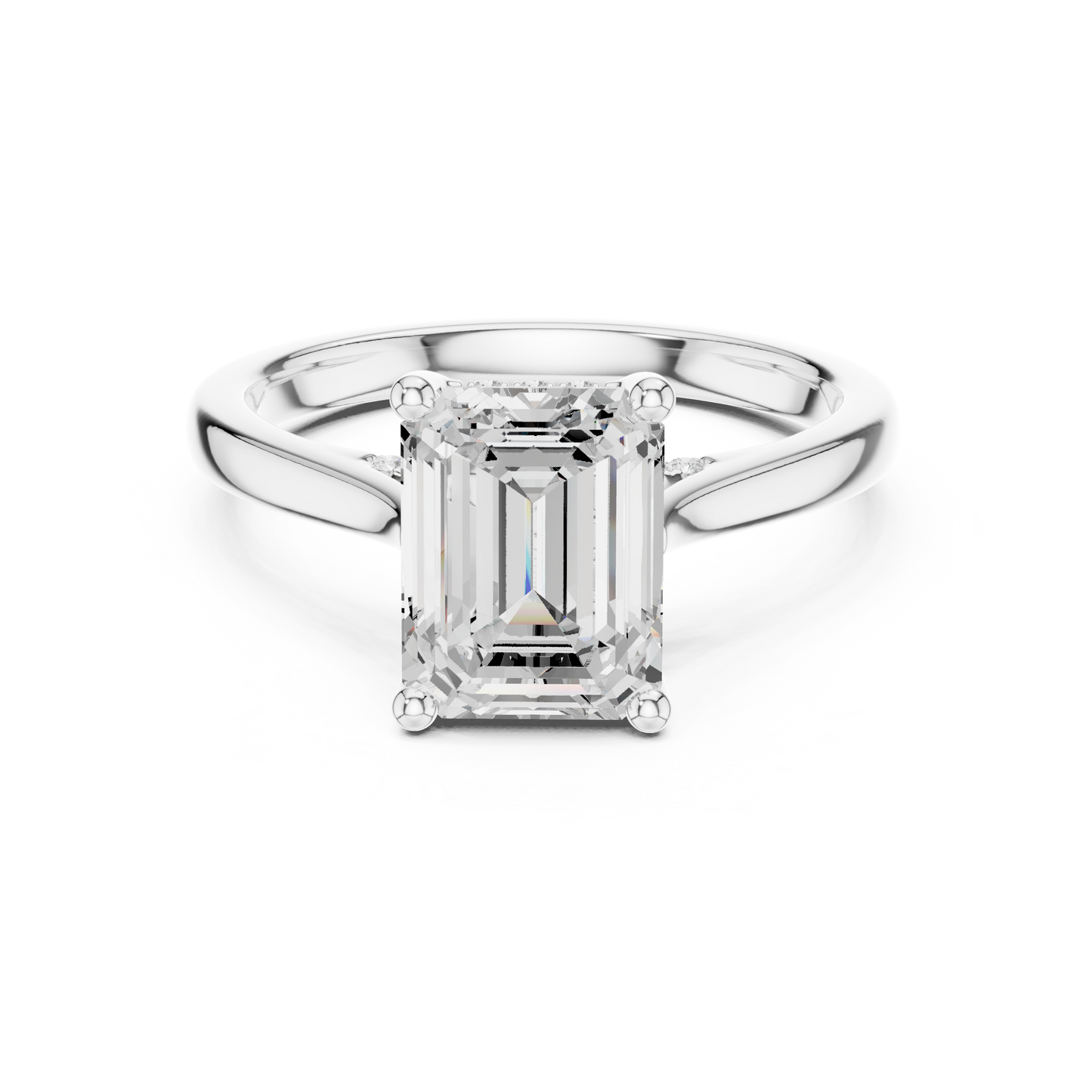 2.15ctw Emerald Cut Diamond Pave Solitaire Hidden Halo Ring | Yellow Gold