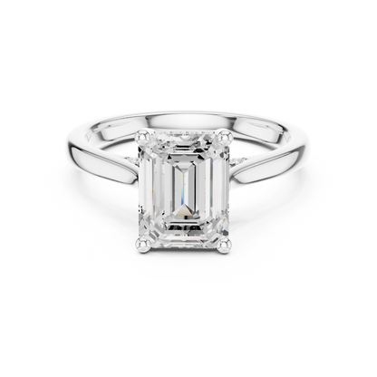 2.15ctw Emerald Cut Diamond Pave Solitaire Hidden Halo Ring | Yellow Gold