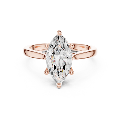 2.14ctw Marquise Cut Diamond Pave Solitaire Hidden Halo Ring | Yellow Gold