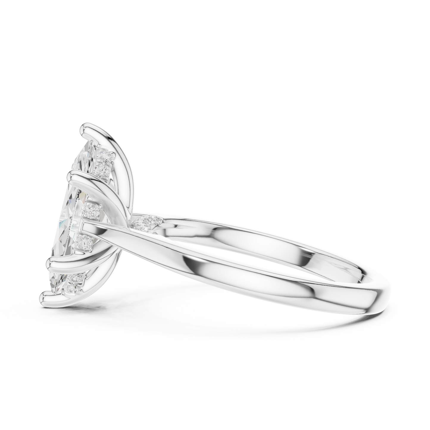 2.14ctw Marquise Cut Diamond Pave Solitaire Hidden Halo Ring | Yellow Gold