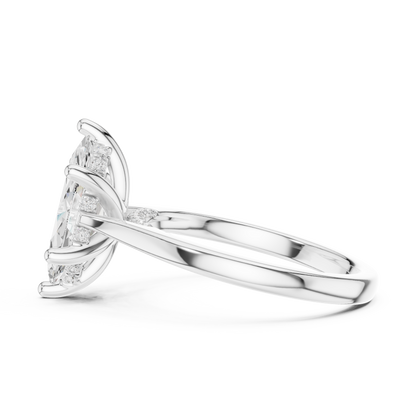 2.14ctw Marquise Cut Diamond Pave Solitaire Hidden Halo Ring | Yellow Gold