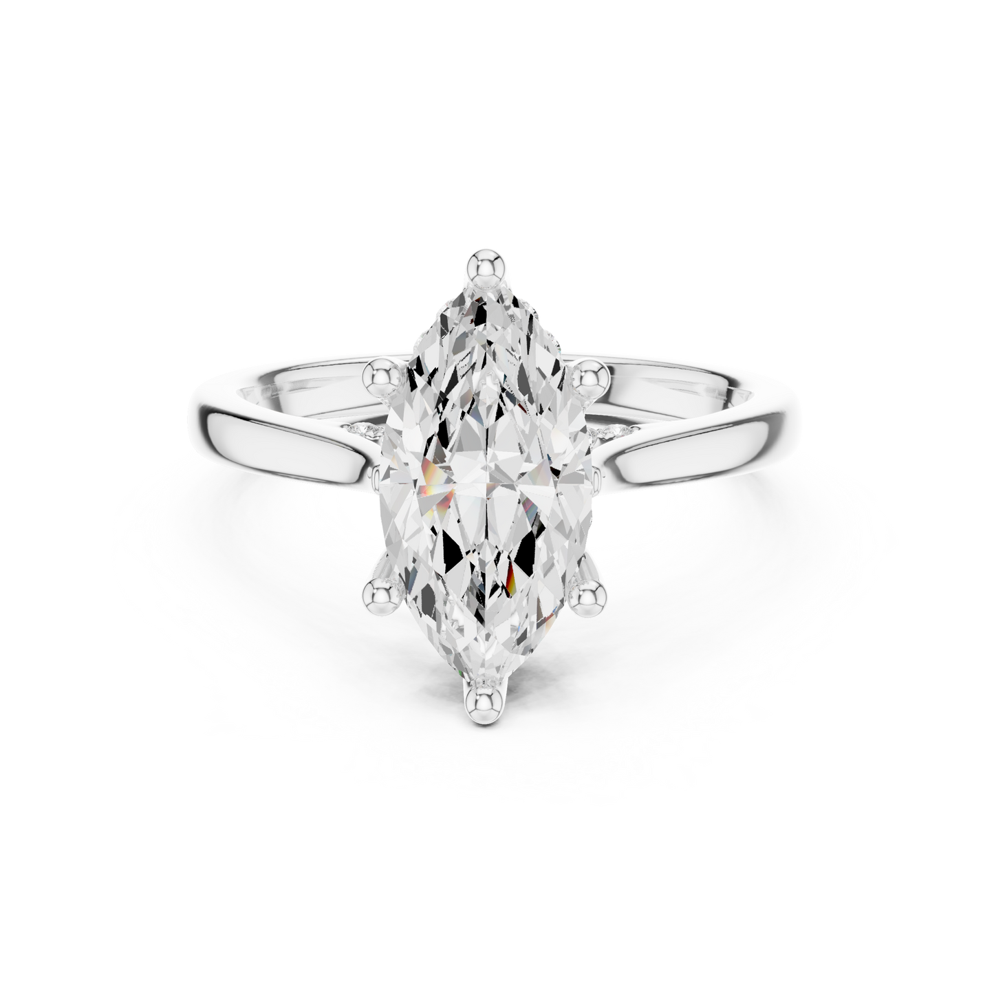 2.14ctw Marquise Cut Diamond Pave Solitaire Hidden Halo Ring | Yellow Gold