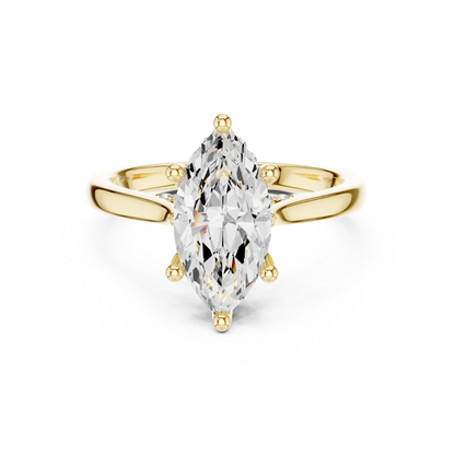 2.14ctw Marquise Cut Diamond Pave Solitaire Hidden Halo Ring | Yellow Gold