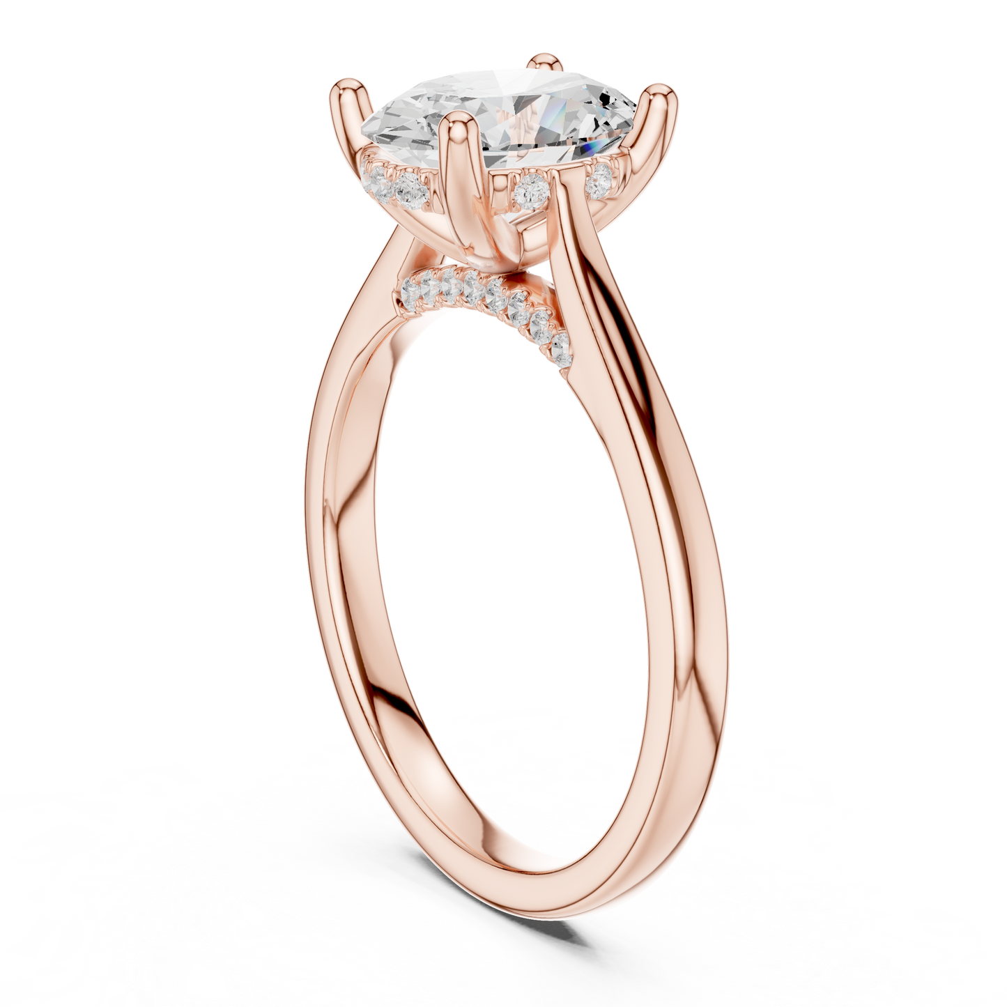 2.13ctw Oval Cut Diamond Pave Solitaire Hidden Halo Ring | Yellow Gold