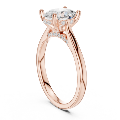 2.13ctw Oval Cut Diamond Pave Solitaire Hidden Halo Ring | Yellow Gold