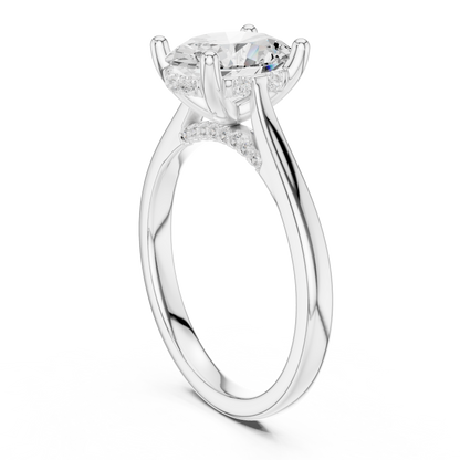 2.13ctw Oval Cut Diamond Pave Solitaire Hidden Halo Ring | Yellow Gold